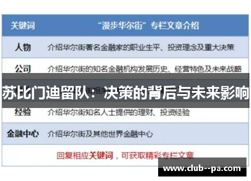 苏比门迪留队：决策的背后与未来影响